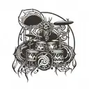 drums music emu cassette time spider elephant tattoo design idea