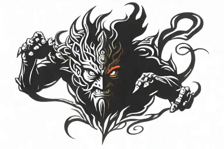 Angel wing, Demon face, buddha floating, Asura God Japanese, Dragons, Phoenix, Ycnágnnisssz, sun wukong, Gigantopithecus tattoo design idea