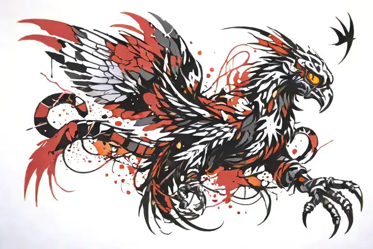 Scorpion Eagle Phoenix tattoo design idea
