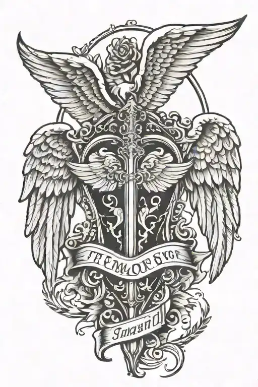 tombstone dogs angel wings tattoo design idea
