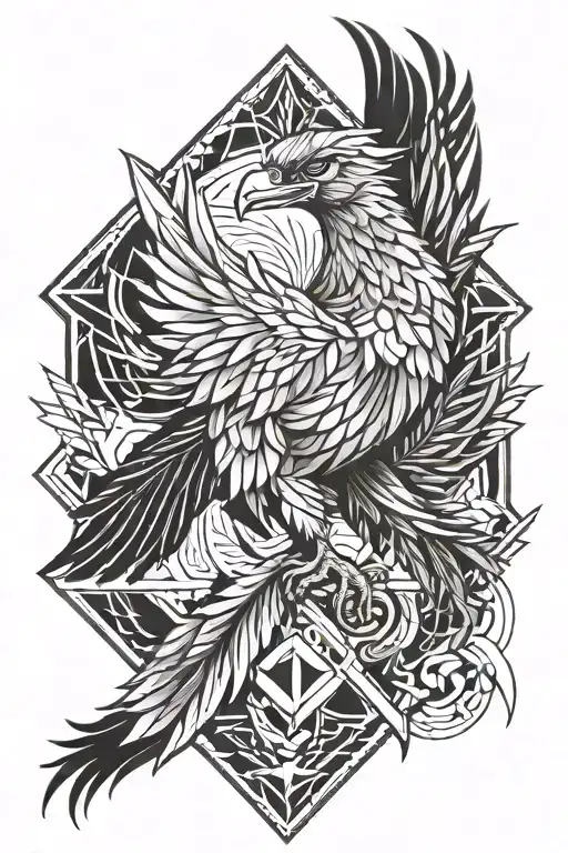 phoenix rising from a warrior tattoo design idea