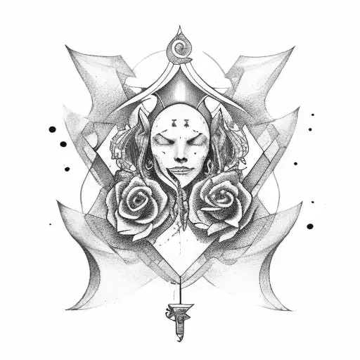 libra sign along with semicolon and karma tattoo design idea