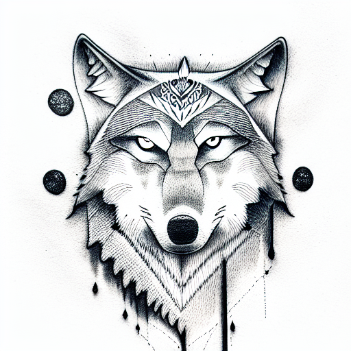 wolf and moon tattoo design idea