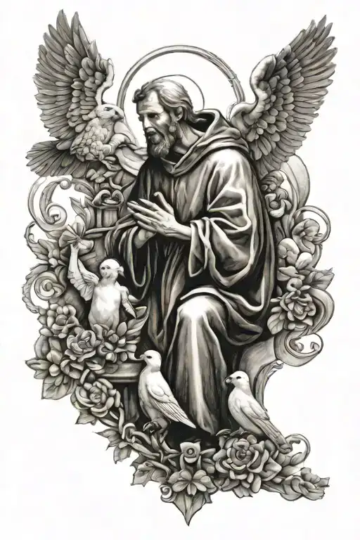 st jude st Francis and angels tattoo design idea
