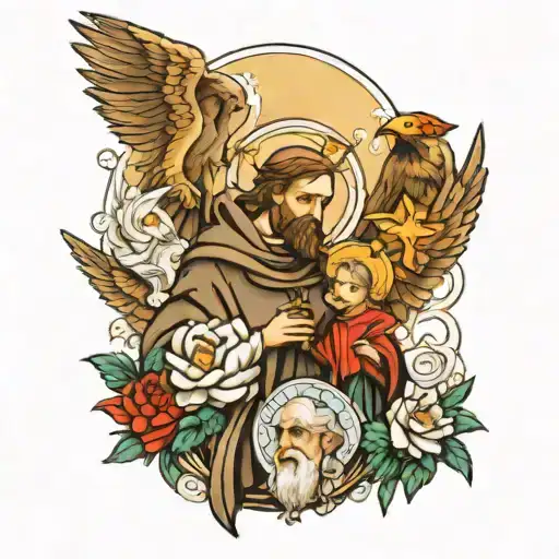 st jude st Francis and angels tattoo design idea