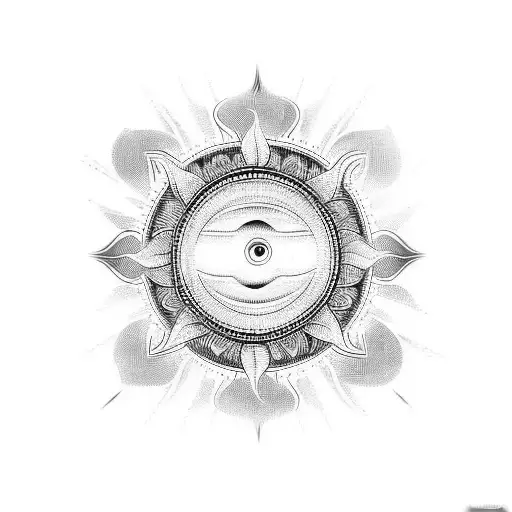 tribal tatoo with sun and wave tattoo design idea