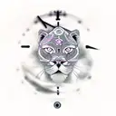 A majestic panther with intricate clock gears integrated into its fur tattoo design idea