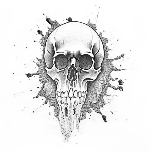 realistic skull with melting earth tattoo design idea