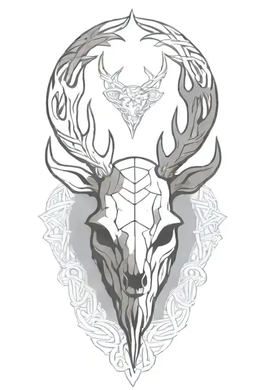 celtic deer silhouette tattoo design idea