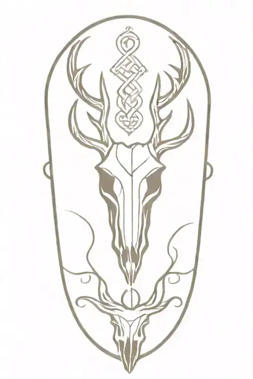 Deer skull celtic pattern tattoo design idea