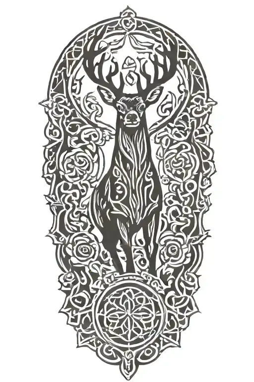 celtic deer silhouette tattoo design idea