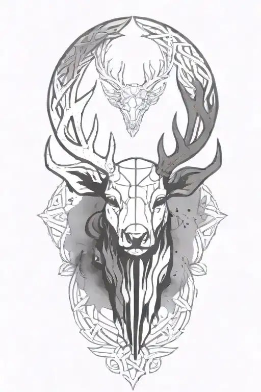 celtic deer silhouette tattoo design idea