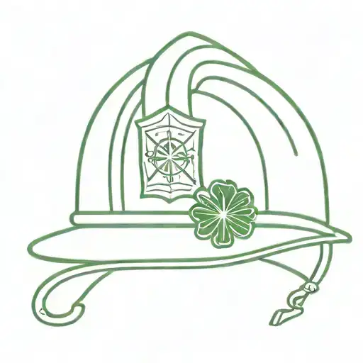 A minimalist representation of a firefighter's helmet with shamrocks tattoo design idea