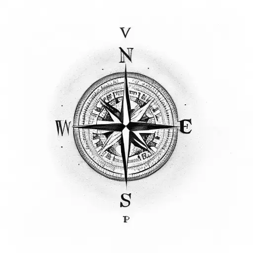 old compass tattoo design idea