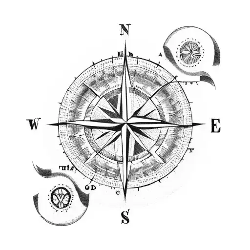 old compass tattoo design idea