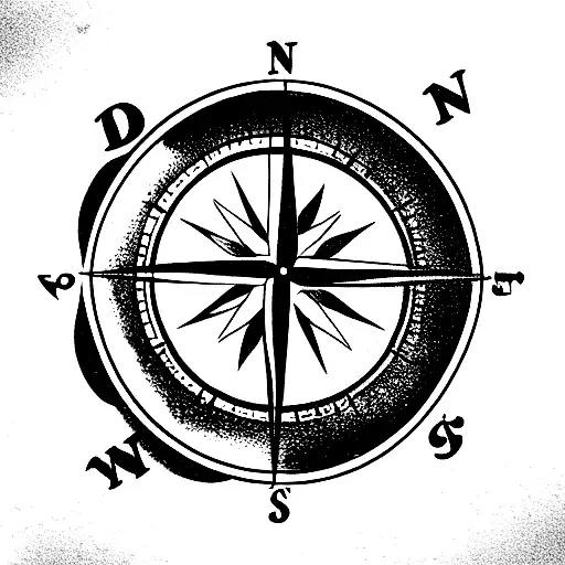 old compass tattoo design idea