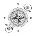 old compass tattoo design idea