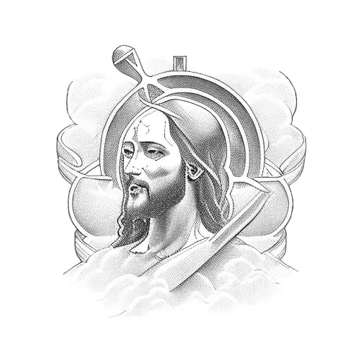 Wooden Bowl of Stew, steam as Jesus cross tattoo design idea
