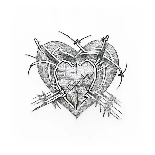 Barbed Wire heart tattoo design idea