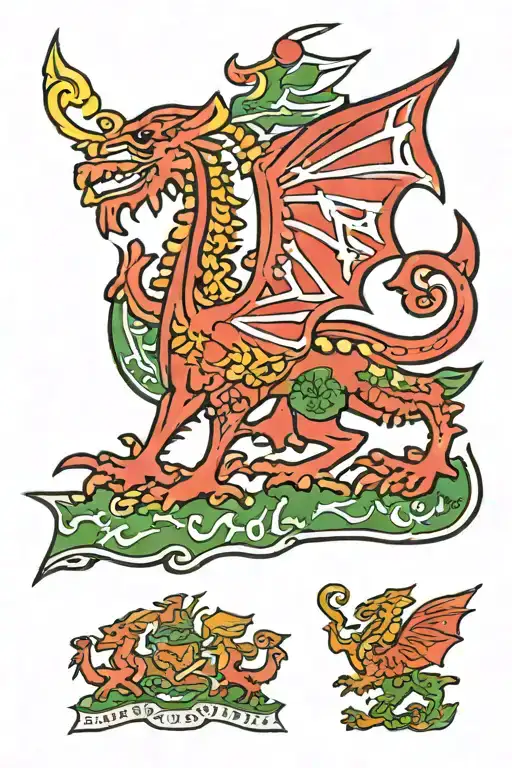 Wales flag chevrons followed tattoo design idea