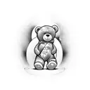teddy bear, sunrise east, tattoo design idea