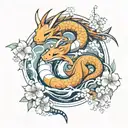 a dragonite and yachiru from bleach and blooming sakuras  tattoo design idea