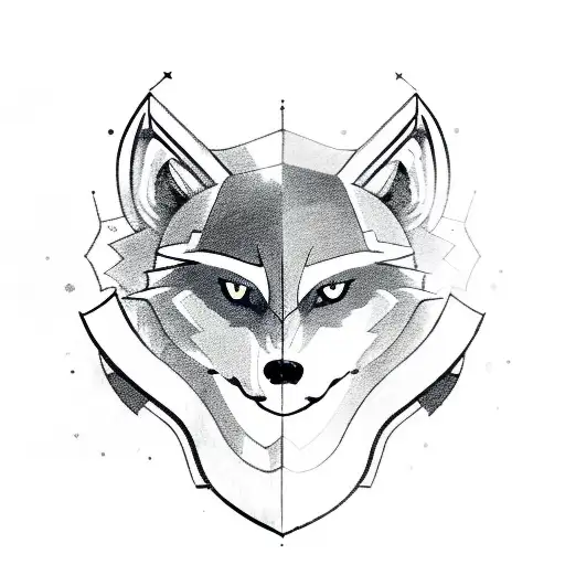 wolf with templar knight helmet tattoo design idea