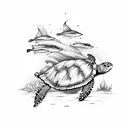 ocean with sea turtle tattoo design idea