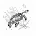 ocean with sea turtle tattoo design idea
