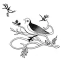 bird on single branch tattoo design idea