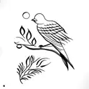 bird on single branch tattoo design idea