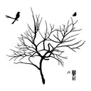 bird on single branch tattoo design idea