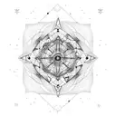 Abyss-inspired constellation with musical symbols tattoo design idea