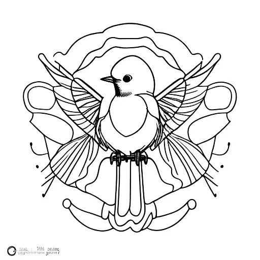 Create a minimalist tattoo of a robin perched on a paddy cap tattoo design idea