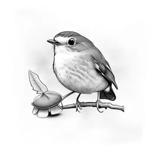 robin sitting on a paddy cap tattoo design idea