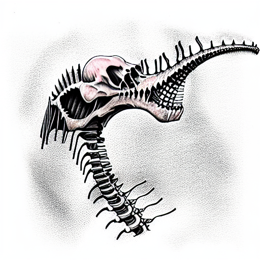 spinosaurus skeleton being dug up tattoo design idea