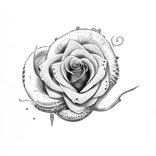 rose with a snake behind tattoo design idea