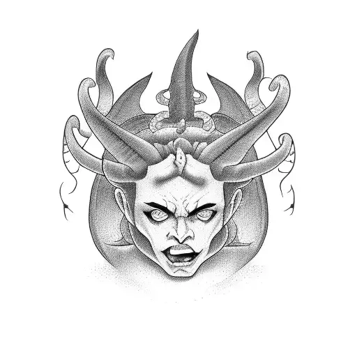 devil and baby girl tattoo design idea
