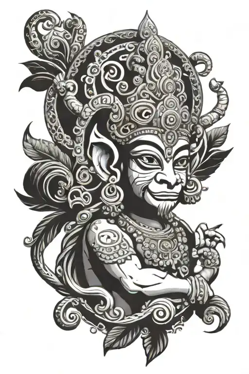 hanuman gada tattoo design idea
