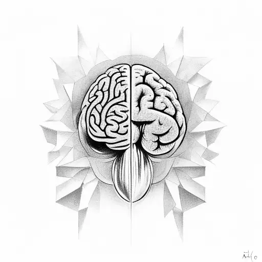 Brain and heart trying to get in Balance tattoo design idea