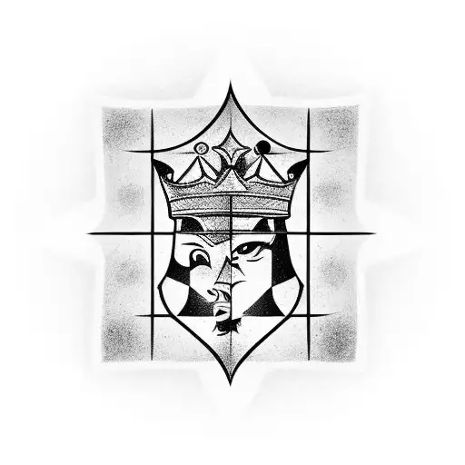 A king chess piece on a single chessboard square tattoo design idea
