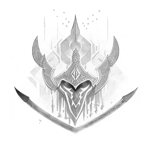 long sword and sheild tattoo design idea