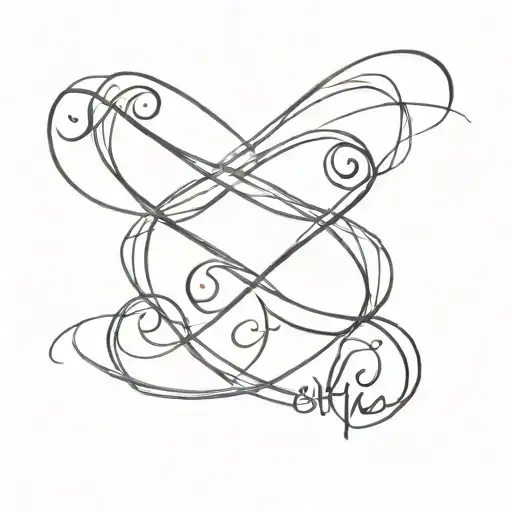 infinity sign with the word Sophia on top and Savannah on the bottom with a heart  tattoo design idea