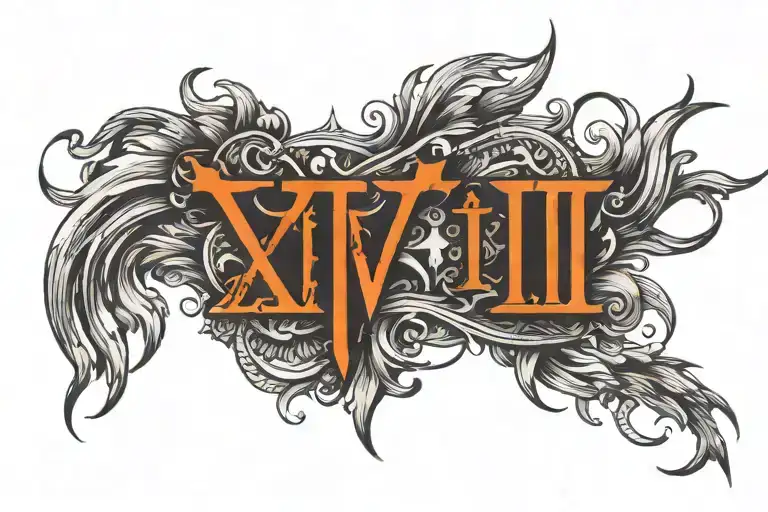 roman numerals XVI . III . LII with lightening connected to roman numerals VI . IV . XXIV tattoo design idea