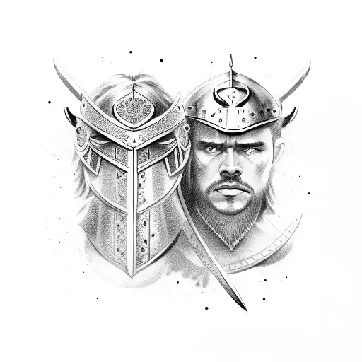 two fierce Anglo Saxon warriors tattoo design idea