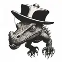 dog-headed lizard holding a balloon tattoo design idea