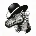 dog-headed lizard holding a balloon tattoo design idea