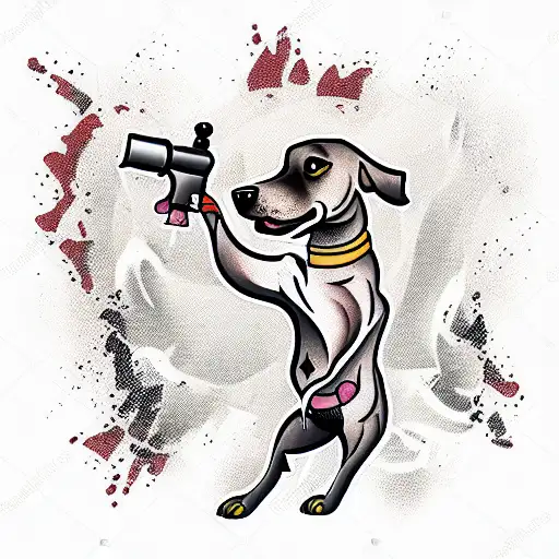 dog john wick style tattoo design idea