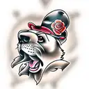 dog mr grumpy style tattoo design idea