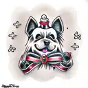 dog mr grumpy style tattoo design idea